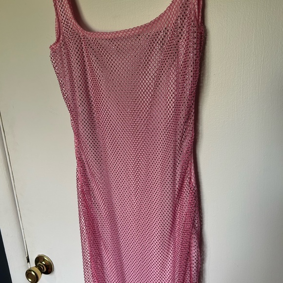 Pink Mesh Rhinestone Dress - Picture 2 of 4